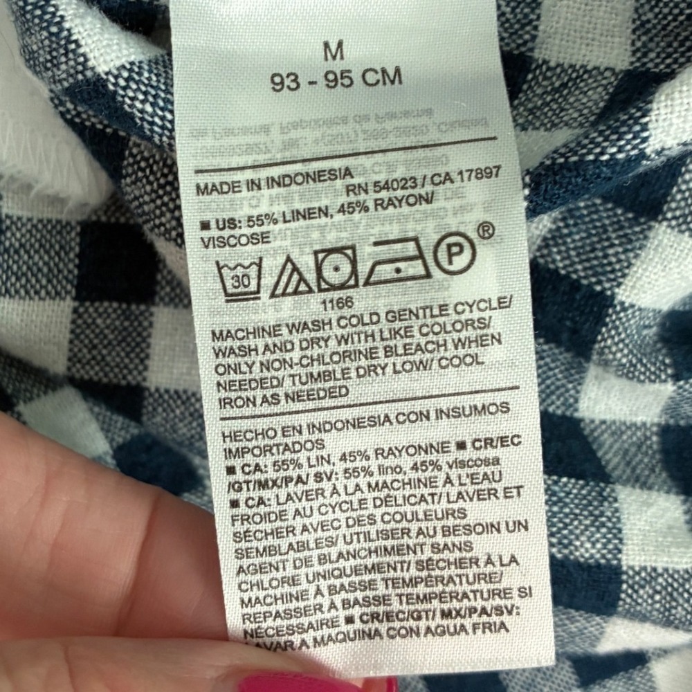 Old Navy Womens Navy Blue Gingham Linen Blend Sleeveless Mini Shift Dress M NWT - Picture 6 of 11
